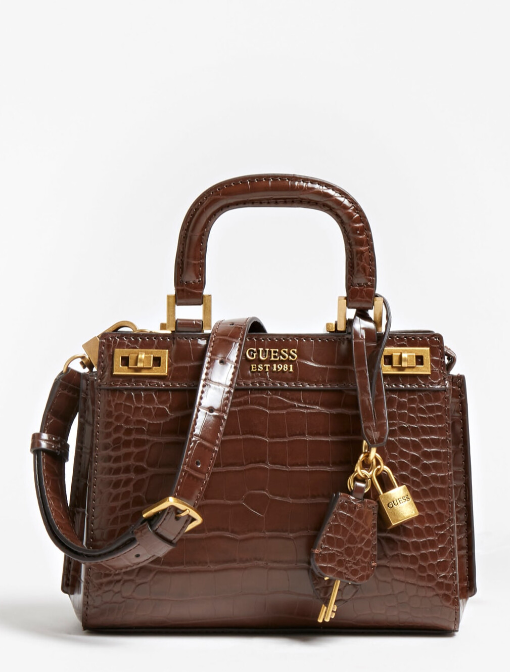 katey croc print handbag